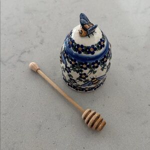 Hand-Painted Honey Container by Andy, Polish Pottery